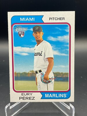2023 Topps Heritage High Number #545 Eury Perez Marlins Rookie Card