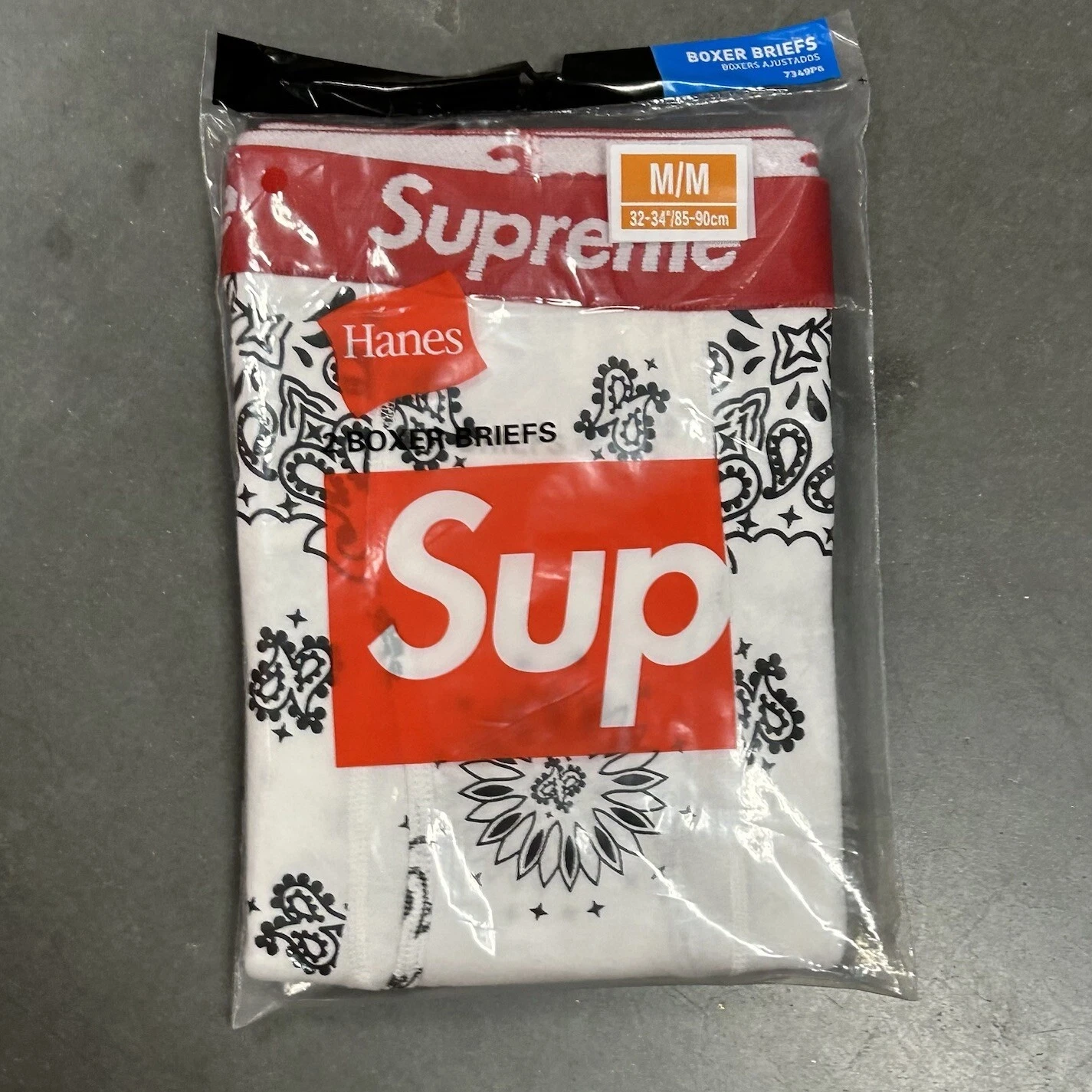 Lot de 2 boxers Supreme logo bandana slip Hanes sous vêtement créateur neuf authentique