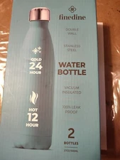 Finedine Double Walled Vacuum Insulated Stainless Steel Water Bottles - 2 Pack