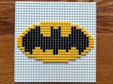 Batman Logo Brick Mosaic | 32x32 LEGO-Compatible Pixel Art | Handmade Superhero 