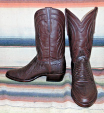 Mens Rujo The Marcus Brown Teju Lizard / Leather Cowboy Boots 11 EE New in Box