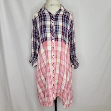 Philosophy Dresses Womens Shirt Dress Long Sleeve Button Up EmbroideryPlaid Sz M