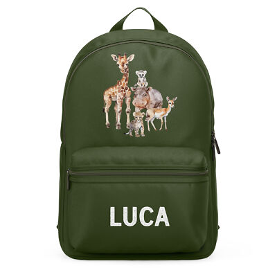Safari Animals Personalised Mini Backpack Back to School Girl