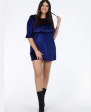 Pink clove plus size velvet shift dress UK 18-20 womens ladies blue party