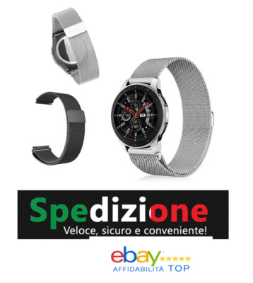 Cinturino Maglia Milano Chiusura Calamita Bracciale Orologio 20mm Nero Oro  | eBay