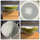 Vintage  Pyrex 444 Spring Blossom Crazy Daisy Cinderella 4 QT Green Mixing Bowl