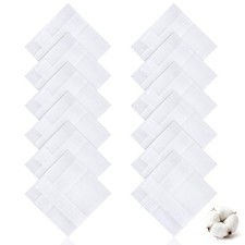 12 Pcs Men's Handkerchiefs, Soft Cotton Handkerchief, Breathable, White