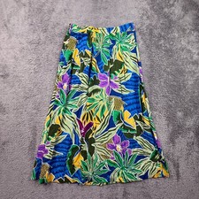 Sag Harbor Tropical Floral Midi Skirt Womens S Rayon Pull On Elastic Waist