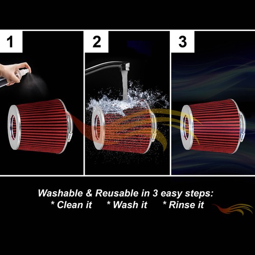 Short Ram Air Intake Kit + RED Filter for 91-99 Saturn S-Series SC2/SL2/SW2 DOHC - Foto 8 di 8