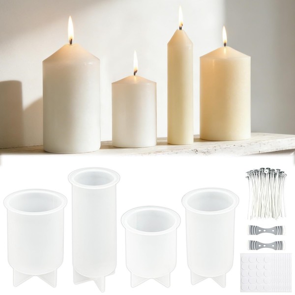 Silikon Kerzenformen Set DIY Kerzen GießFormen Mit 200 Wachsdochten-image