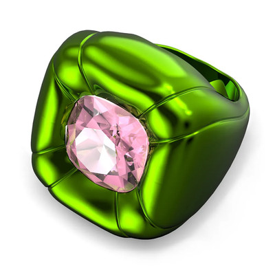 NIB AUTHENTIC SWAROVSKI Dulcis Cocktail Ring, Cushion Cut, Green 5601542 5609725