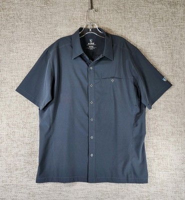 Kuhl Tufflex Performance Short Sleeve Shirt Mens L Gray Button Up Stretch EUC