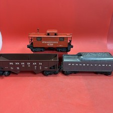 O Gauge Train Lot PRR Pennsylvania Caboose Tender Hopper Cars UNTESTED. 10