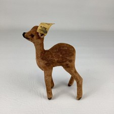 Vintage 1959 Steiff Fawn Deer 6412/00 Velvet Germany Button Yellow Ear Tag AS IS