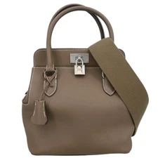 Hermes Etoupe Gray Veau Evercalf Toolbox 26 2way Handbag 2C□R 145522
