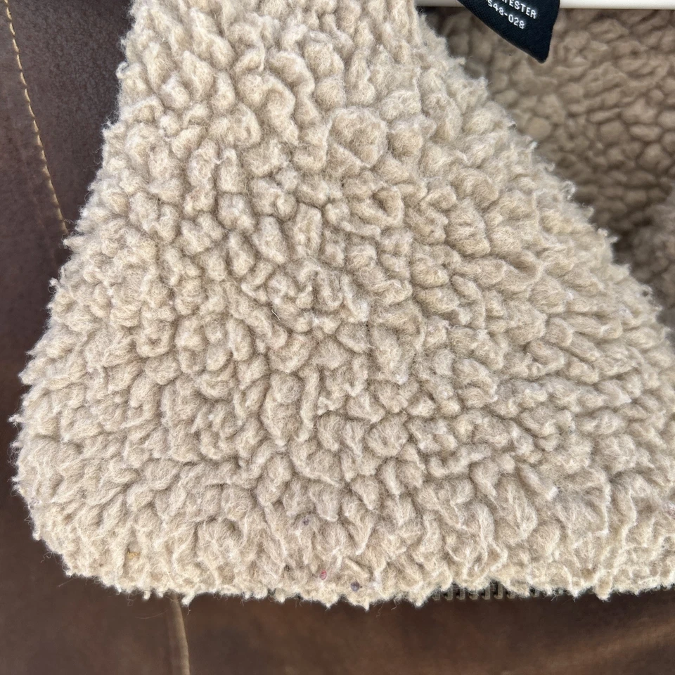 Chaqueta Bomber Moda International Cuero Marrón Forrada en Vellón Tareas de Aviador Talla M Foto 3 de 4