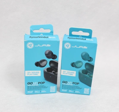 2 Pairs JLab Go Air Pop True Wireless Earbuds Headphones Teal & Black New - Image 1 of 2