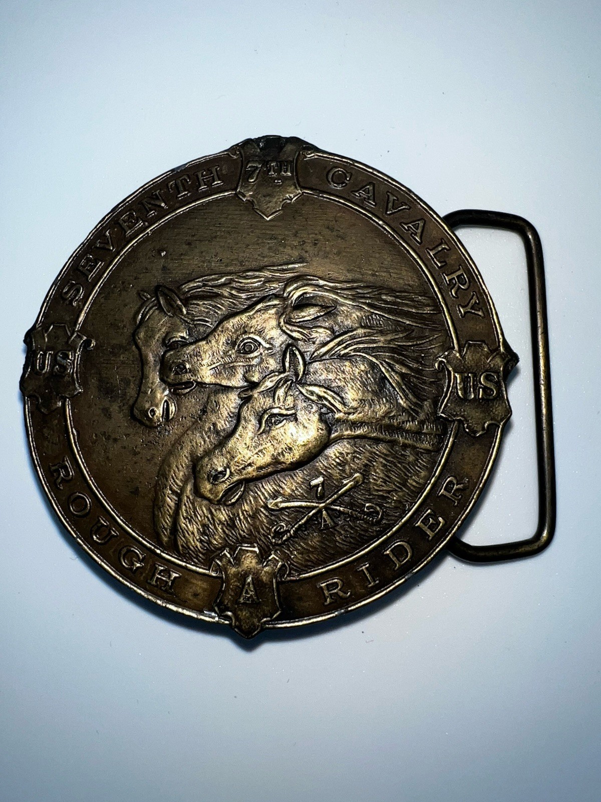 United States 7th Seventh Cavalry Rough a Rider Bergamot Belt Buckle A-132