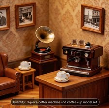 3 pcs set coffee machine with 2 expresso mugs 1:12 dollhouse miniature