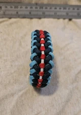 Sanctified Covenant Knot 550 Paracord Bracelet, Lt Blue, Navy, White, and Red