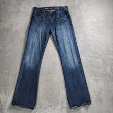 VTG American Eagle Jeans Mens 33x34 Blue Low Rise Bootcut Dark Wash Y2K Denim