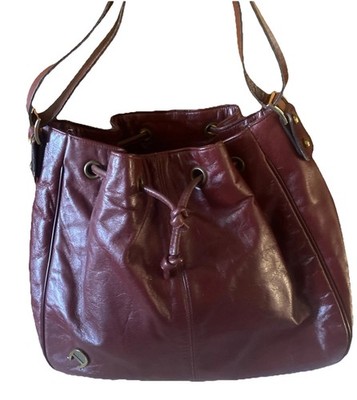Vintage AIGNER Huge Real Leather Purse XL Drawstring Handmade Italy Designer Bag