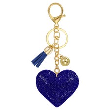 Rhinestone Keychain Heart Shape Keychain Key Fob Charm Car Keys Blue