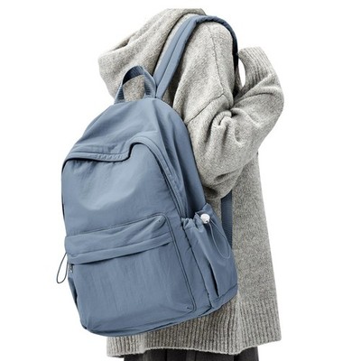 Simple School Backpack Women Men Aesthetic Medium Casual College Bagpack Blue