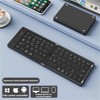 MINGCVIL Mini Foldable Wireless Keyboard Slim Portable Bluetooth Keyboard 