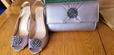 Pewter Metallic Lotus Matching Bag And Shoes Size Ideal