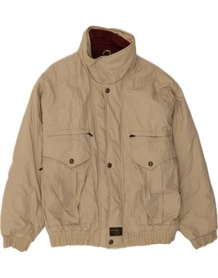 VINTAGE Herren Bomberjacke UK 40 Large Beige Polyester DH38