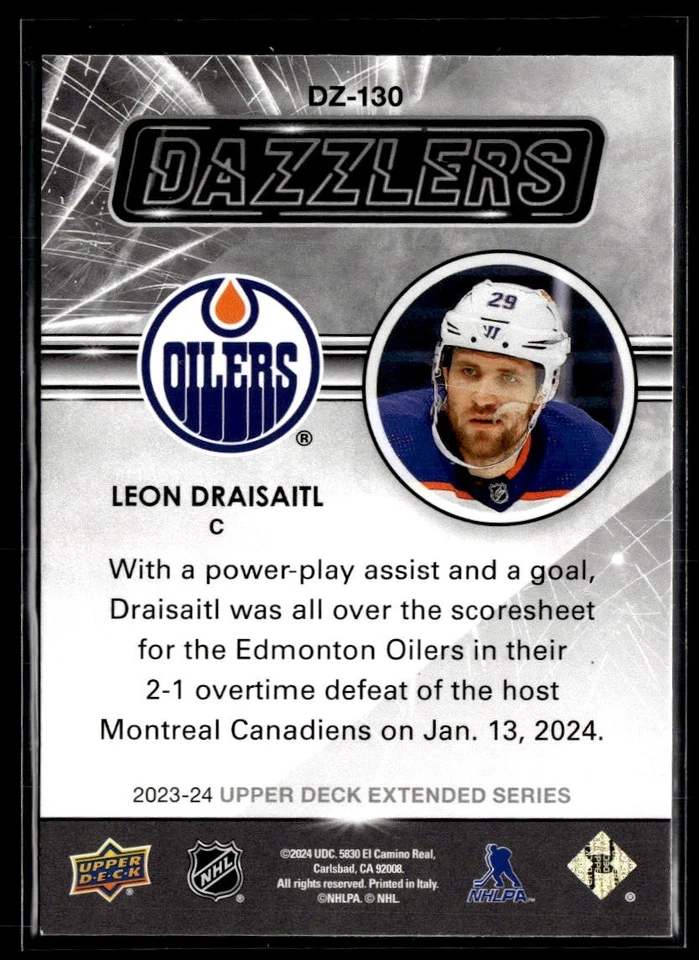 2023-24 Upper Deck Extended Series Pink Dazzlers #DZ-130 Leon Draisaitl - Image 2 of 2