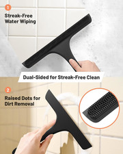 2-in-1 Silicone Shower Squeegee with Hook,Dual-Sided Design with Scraper  Sc...