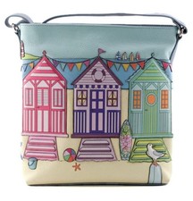 Mala Leather Southwold Tall Cross Body Shoulder Handbag + Dust Bag Beach Huts