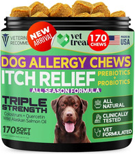 Dog Allergy Relief Chews - 170 Dog Allergy Chews - Itch Relief for Dogs - anti I