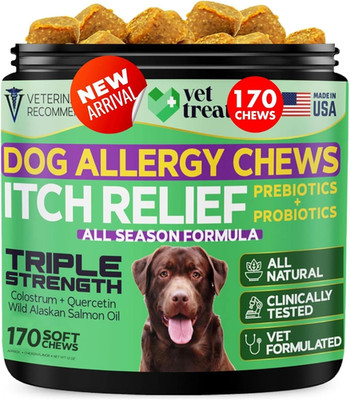 Dog Allergy Relief Chews - 170 Dog Allergy Chews - Itch Relief for Dogs - anti I