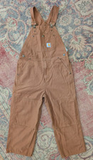 Carhartt Youth Size 10 Brown Washed Duck Bib Overalls Double Knee OX8603-B