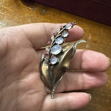 Signed Sterling Trifari Moonstone Flower Pin From Estate 