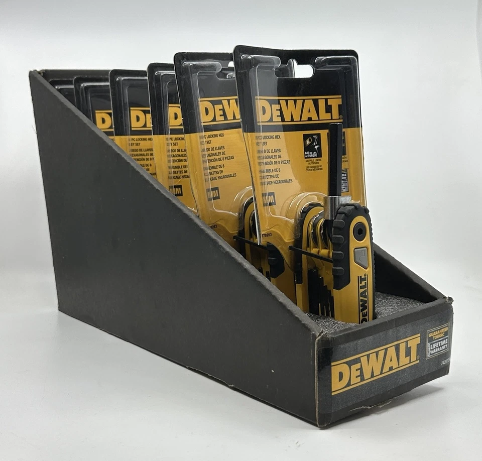 6 Pack Lot DeWalt DWHT70263M Folding Locking Hex Key Set In Store Display Box - Image 4 of 4