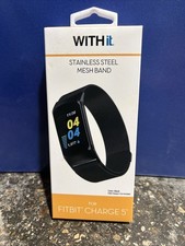 With It Stainless Steel Black Mesh Band for Fitbit Charge 5, Also Fits Charge 6