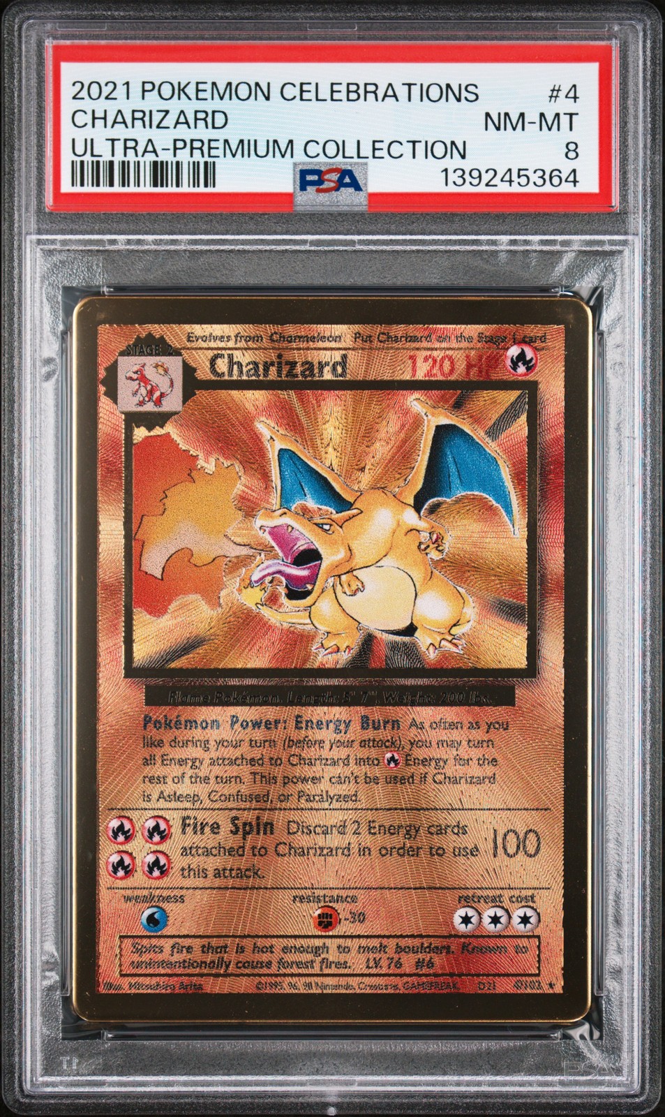 2021 POKEMON CELEBRATIONS ULTRA-PREMIUM COLLECTION #4 CHARIZARD PSA 8