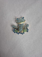 Womens Fashion Jewelry Brooch Pin Blue Green Happy Smiling Frog