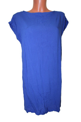 MNG Kleid M 38 Minikleid kurzes dünnes Blusenkleid blau kurzarm Sommer Damen