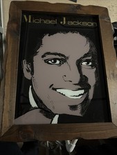 MICHAEL JACKSON WOOD FRAMED CARNIVAL MIRROR VINTAGE ART