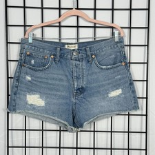 Madewell Relaxed Denim Shorts Womens 29 Blue Cutoff MC641 Distressed High Waist