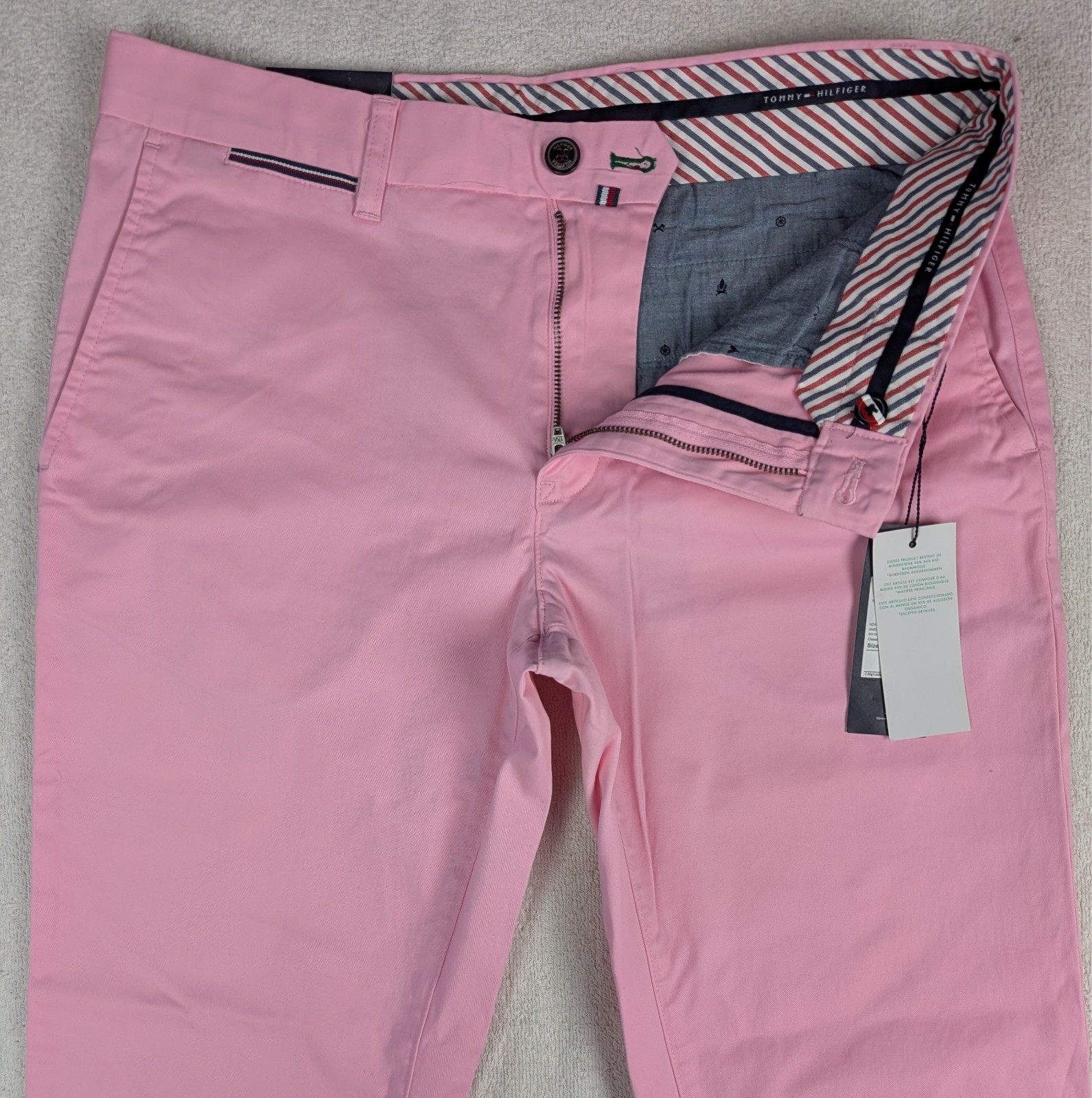 Tommy Hilfiger Mens Straight Fit Chino Pants W32 L32 & L34 Pink Denton Trousers image 5