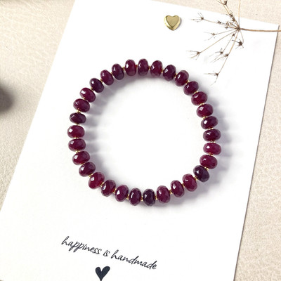 Armband CATIA  / Naturstein  / Jade Perlen / bordeaux & gold / 16,5cm - 17,5cm