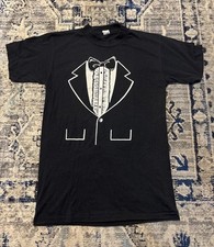 Vintage 80s Tuxedo Shirt Funny Parody Costume Medium Single Stitch Made in USA