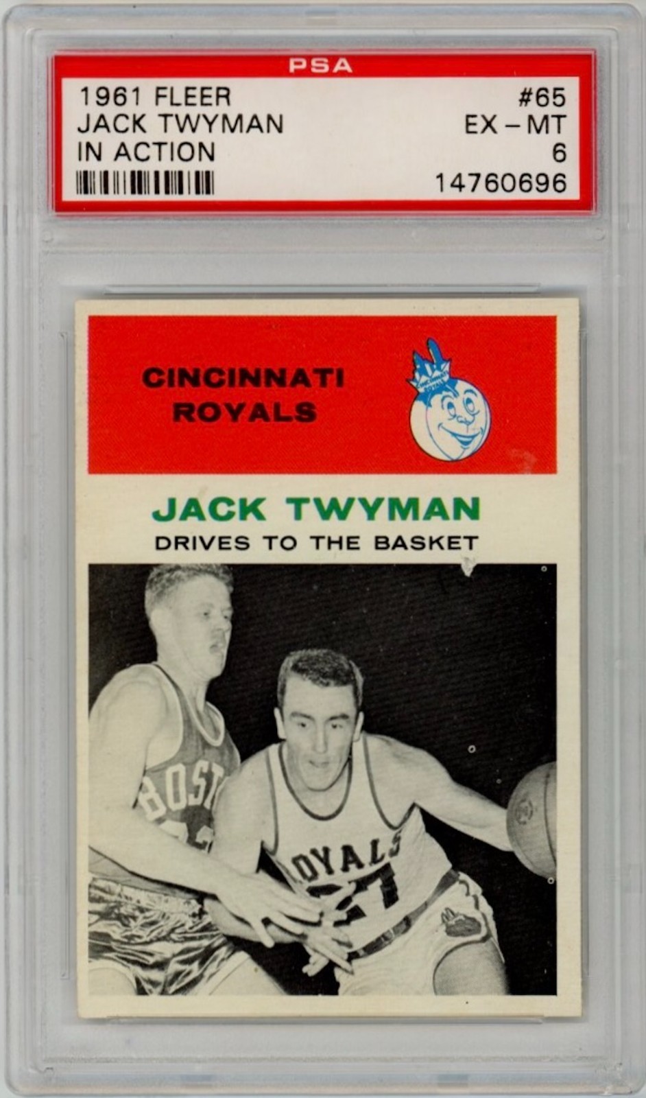 1961 Fleer #65 JACK TWYMAN IN ACTION Royals PSA 6