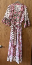Talisman Australia Jardin Pink Floral Cotton Tie Waist Maxi Dress XL Cottagecore